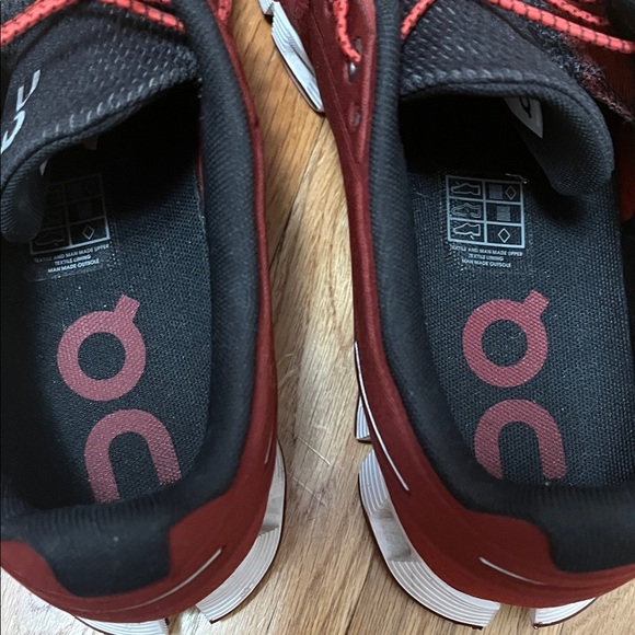 On Running Red and Black Athletic Shoes - Picture 3 of 4